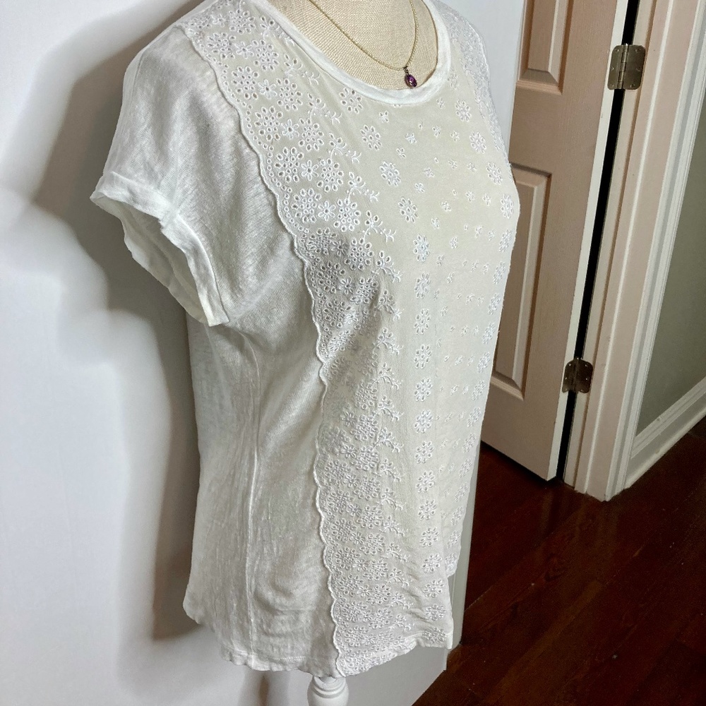 J Crew Silk Linen Eyelet T-shirt - Picture 6 of 8